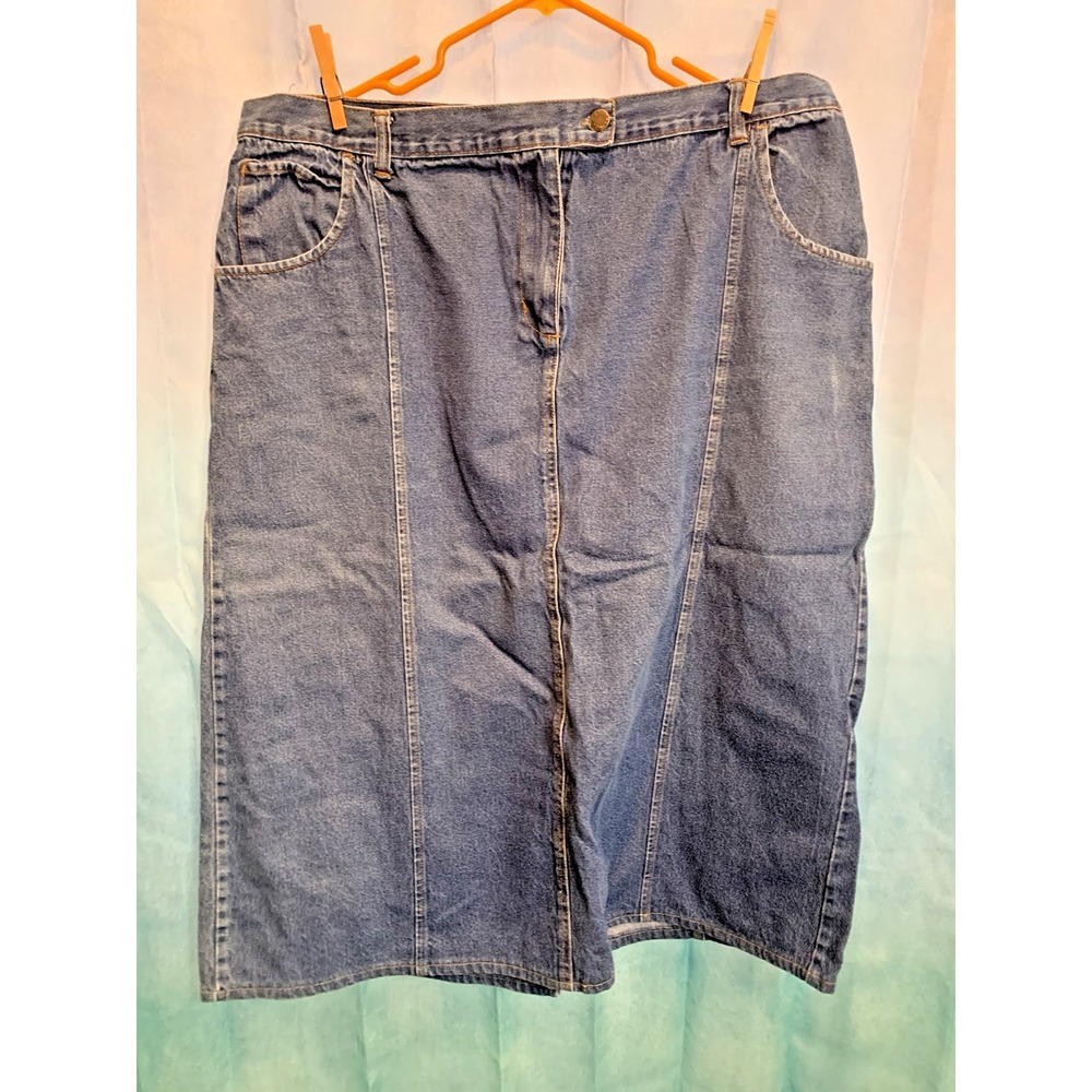 Women's Plus 20W Check me first denim blue jean skirt‎ 33" Length